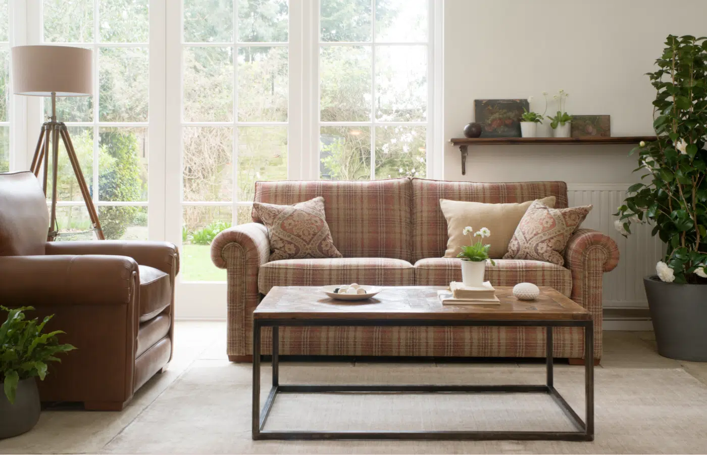 Parker Knoll Canterbury Beige Orange Fabric Sofa